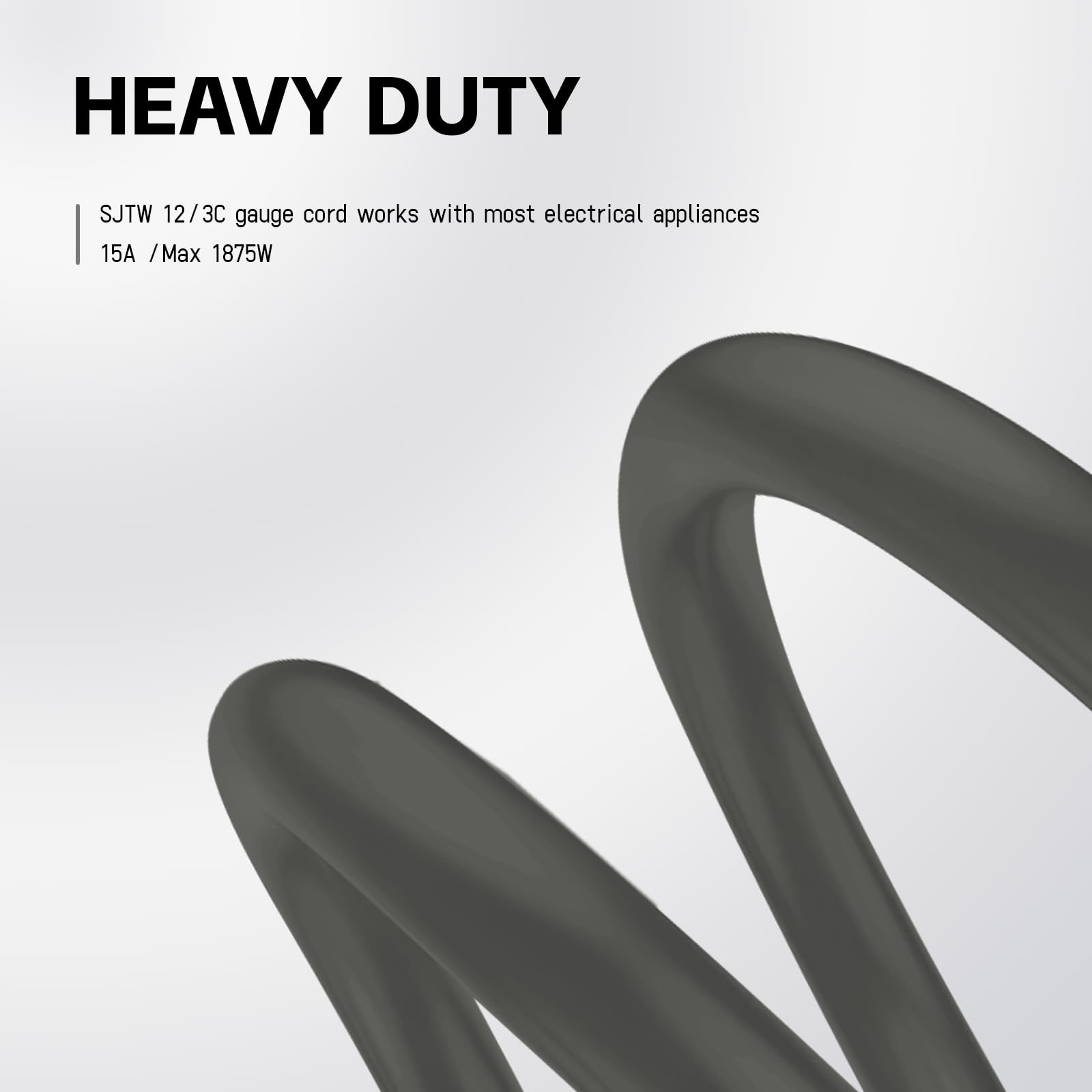 Ep 6 Ft Lighted Outdoor Extension Cord   12/3 Sjtw Heavy Duty Grey Extension Cable With 3 Prong Grounded Plug   Power Cord For L