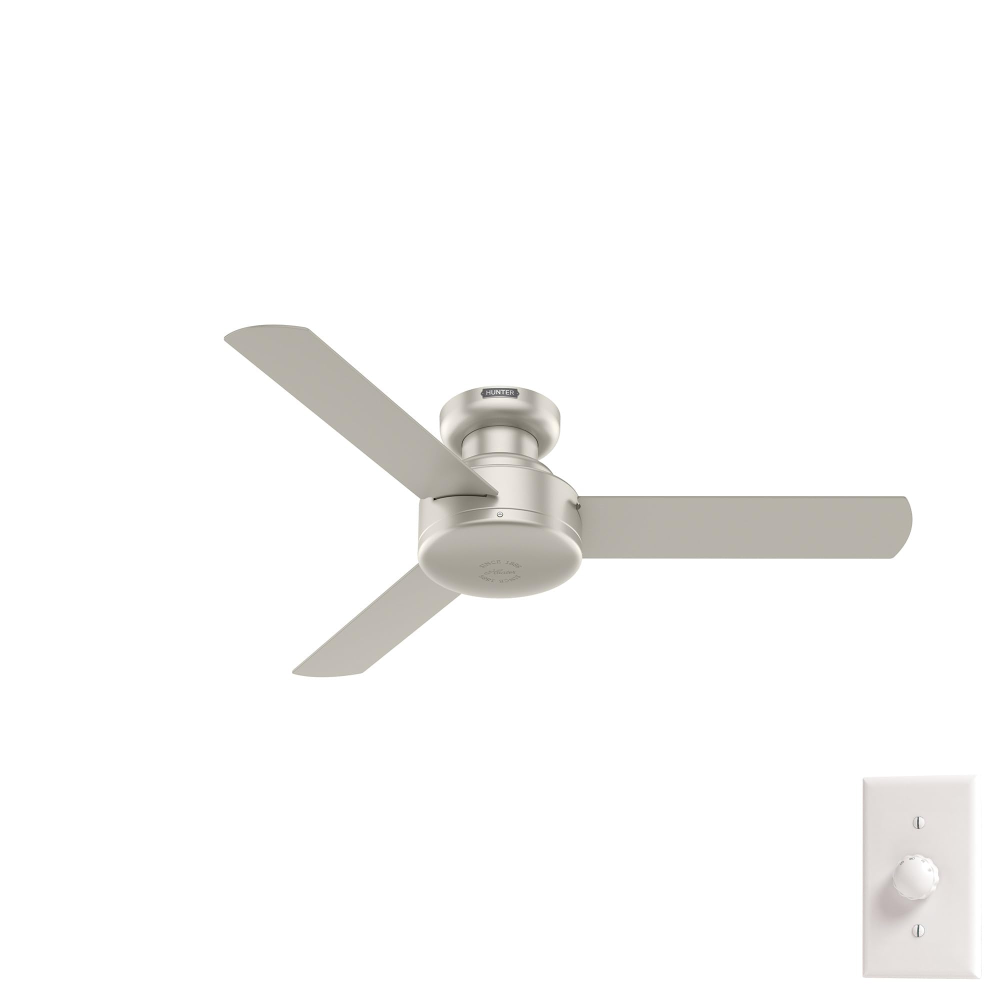 Hunter 44 inch Indoor Ceiling Fan No Light - Modern Ceiling Fan without Light, 3 Blades, Low Profile Mount, For Bedroom, Living 