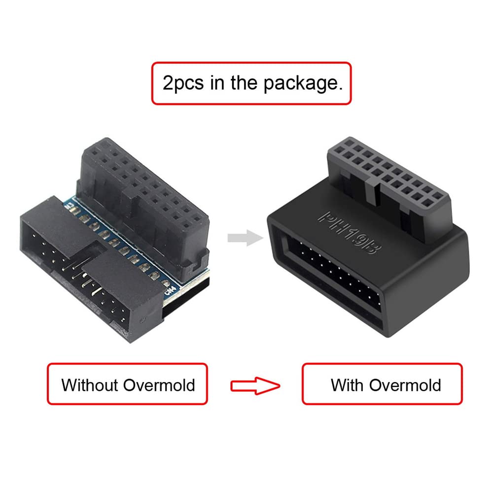 Nfhk 1Set Usb 3.0 20Pin Male To Female Extension Adapter Up & Down Angled 90 Degree Overmold