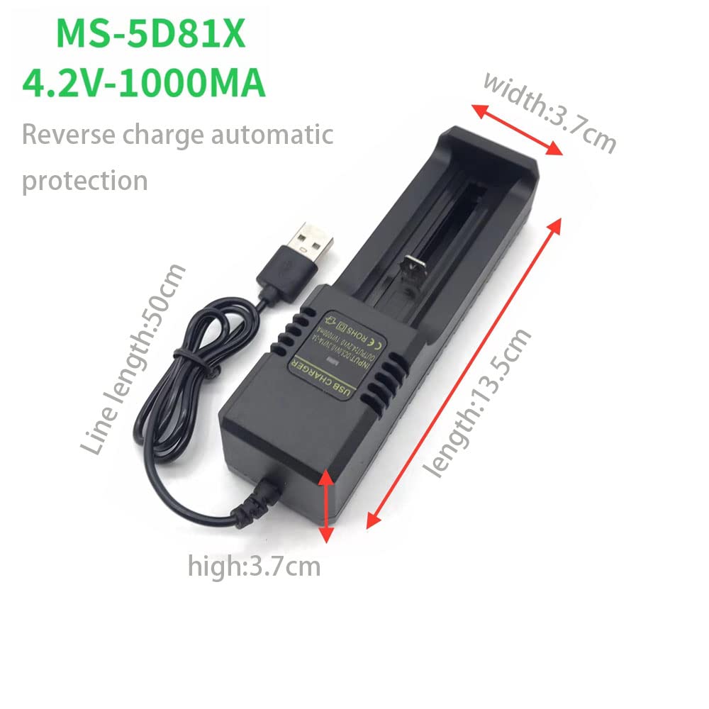 Jiechun Universal Single Charge Lithium Battery Charger With Usb Cable For 26650/18650/16340/14500/21700 And Other Lithium Batte