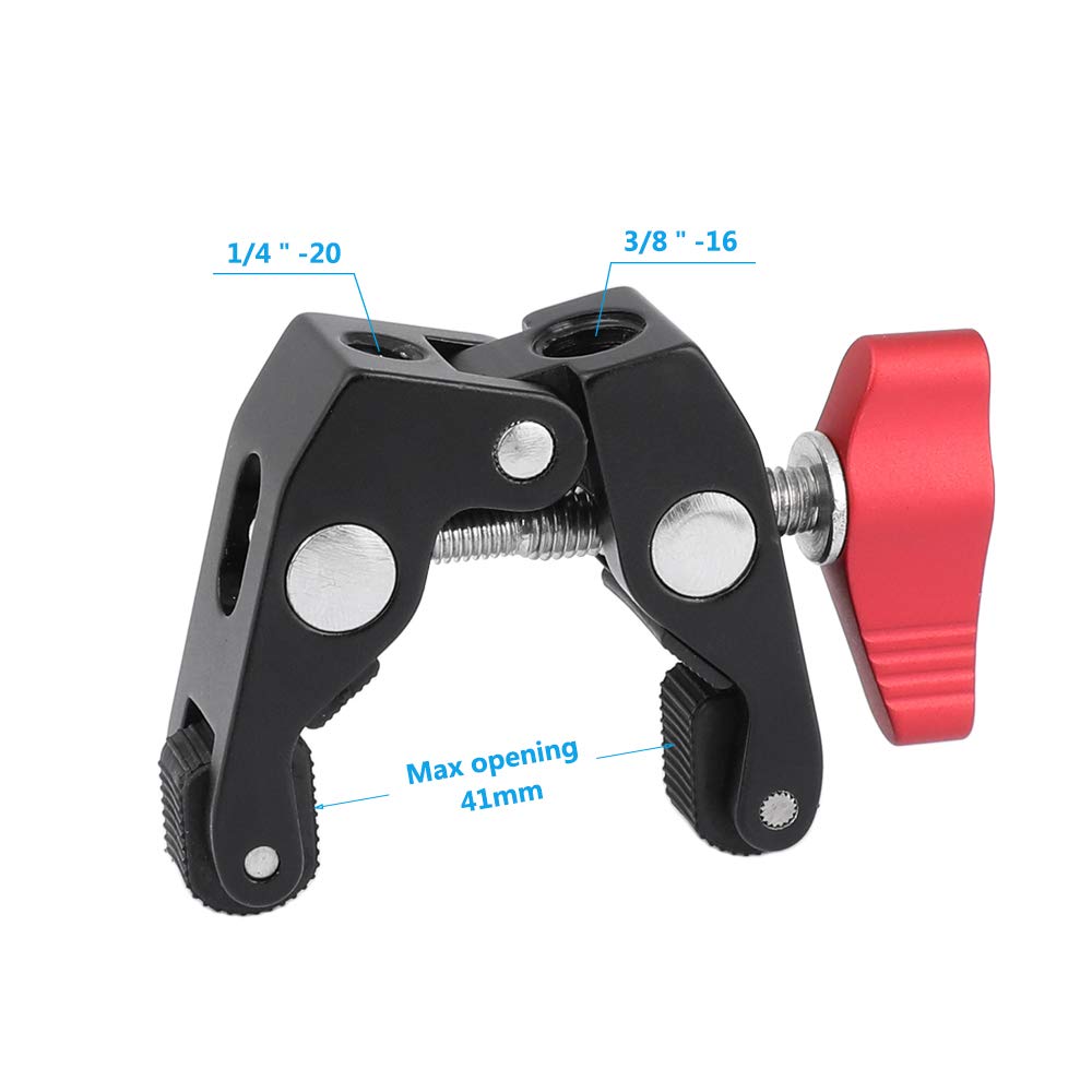 Kayulin Crab Clamp Holder With 1/4'' Screw Adapter For Studio Flash Light Camera Tripod (Red, 2 Pieces)
