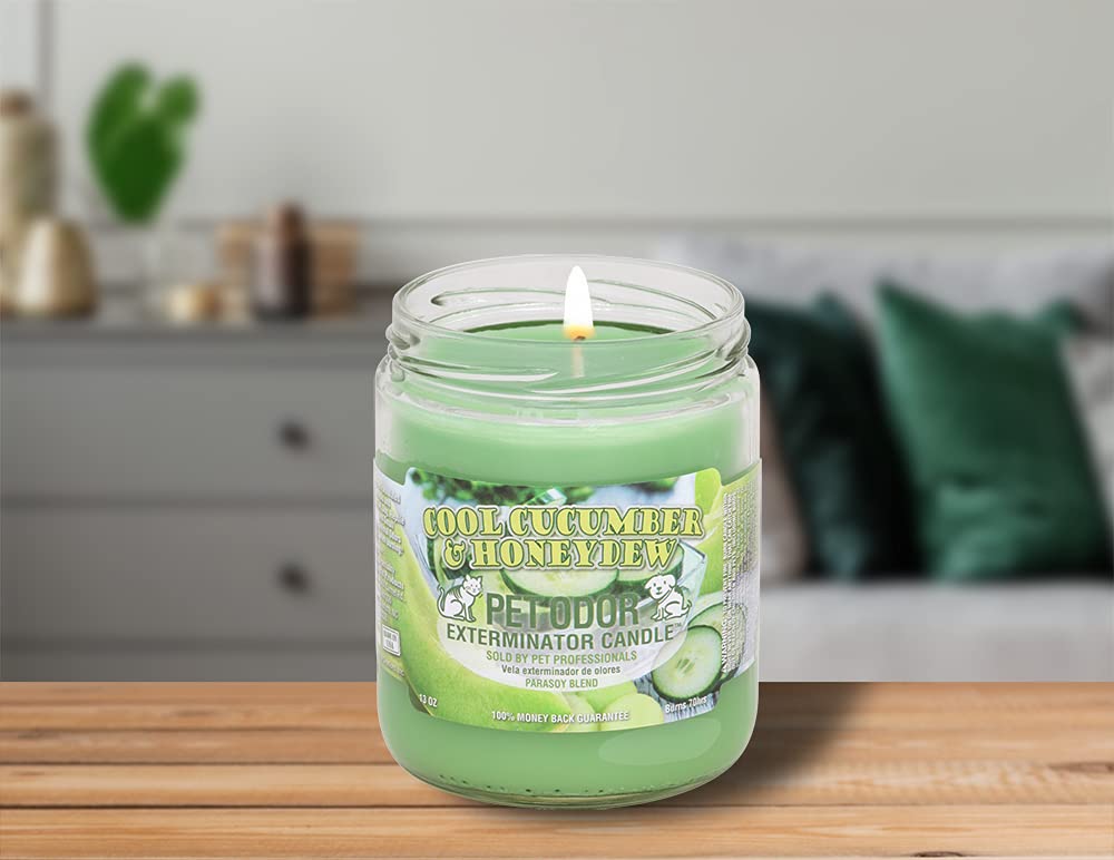 Pet Odor Exterminator Candle 13Oz Jar, Cool Cucumber  Honeydew