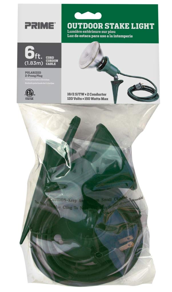 Prime Flh10506 150 Watt Green Floodlight Holder With 6 Feet 18/2 Sjtw Power Cord