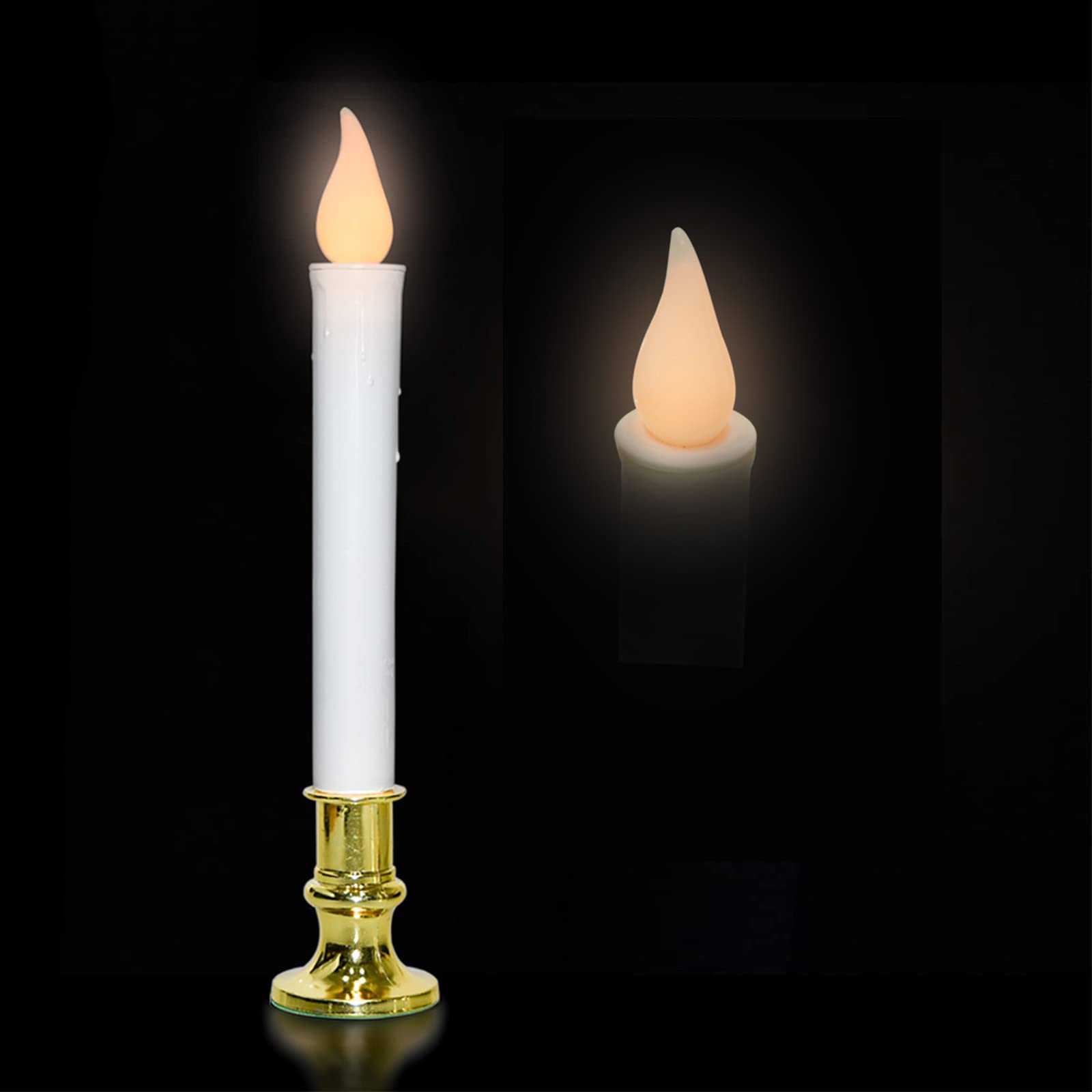 Christmas Window Candles, Battery Operated Window Candles With Auto Timer, 9'' Christmas Candles Battery Operated With Flameless