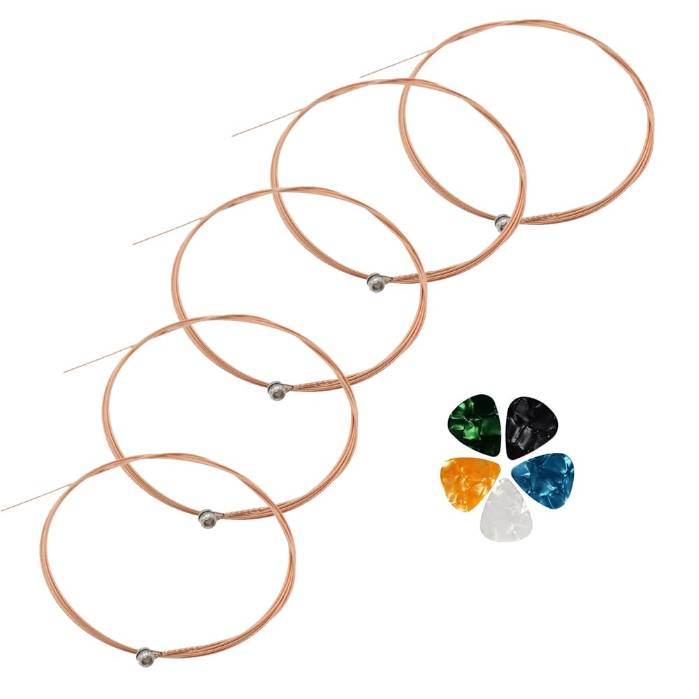 Flare Guitar String Sets Of 5 G3Rd Electric Acoustic Guitar Strings Stainless Steel Core Nickel Alloy With 5 Picks Free (Pack O
