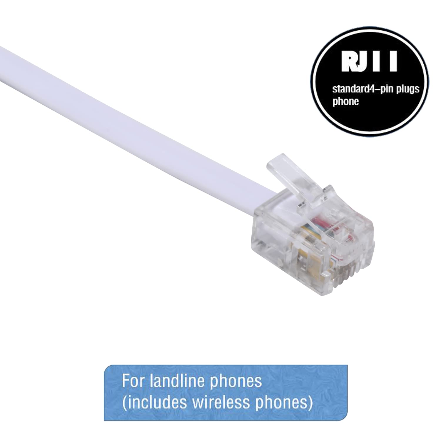 Lansensu Phone Line Splitter,Telephone Splitter,With Rj11 6P4C Plugs,Suitable For Telephone,Fax Machine,White 1 Pack