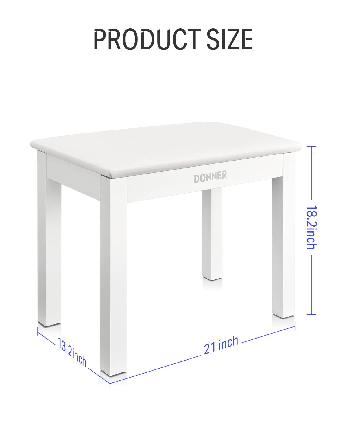 Donner Piano Bench With Storage, Solid Wood Keyboard Bench Piano Bookcase Stool Chair Seat With High Density Suede Cushion, Whit
