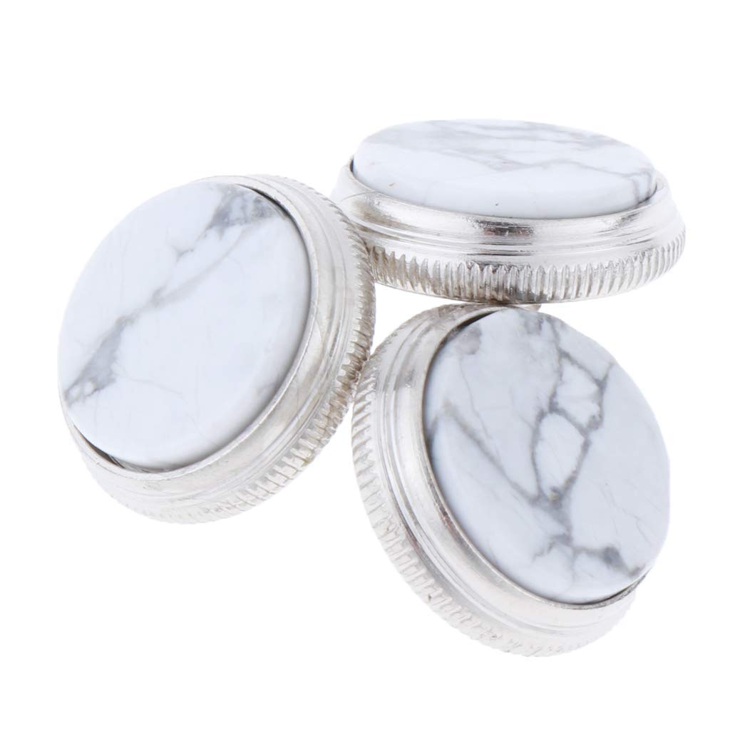 Liyafy 3Pcs Trumpet Valve Finger Buttons Musical Instruments Accessories Silver With White Turquoise Inlay