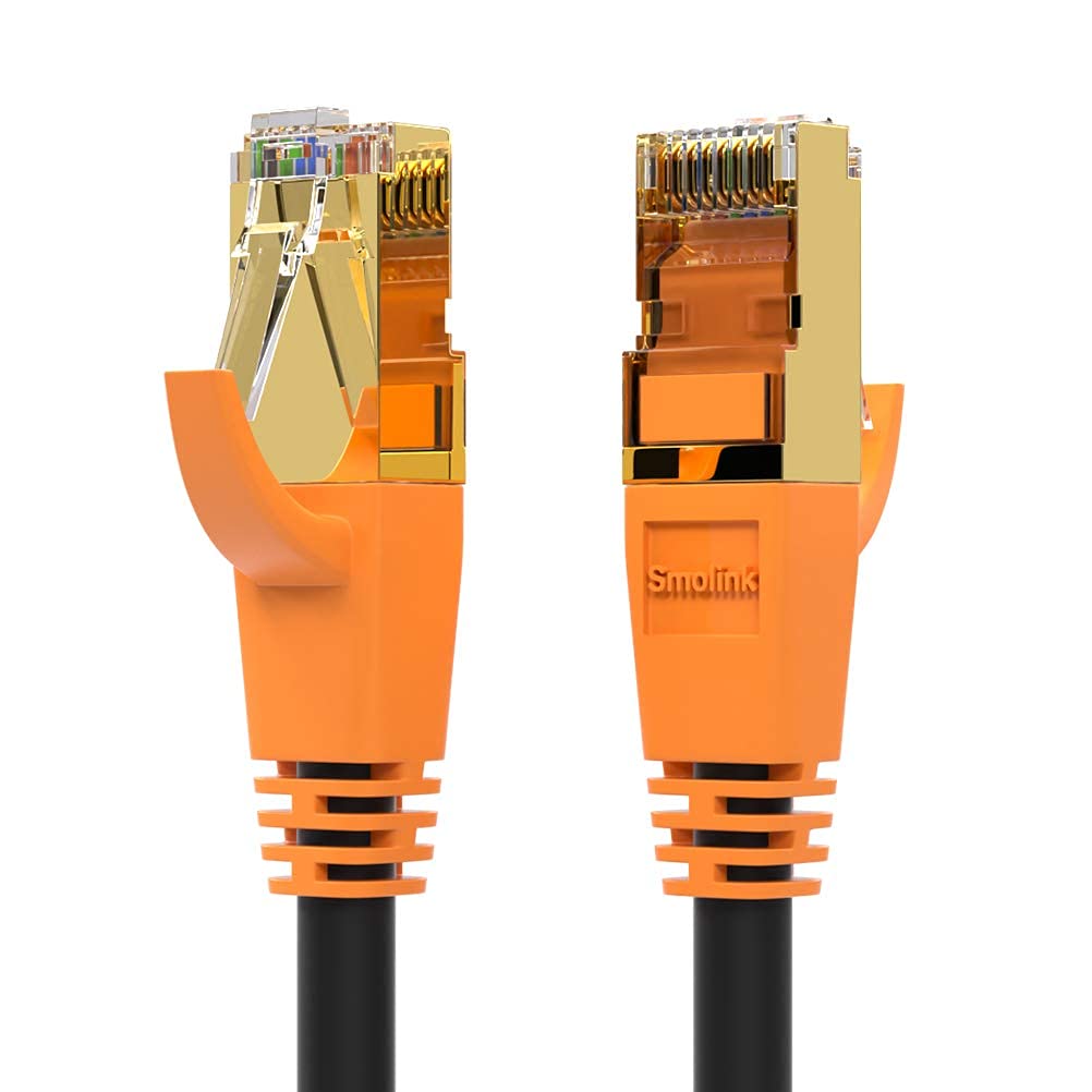 Cat 8 25Ft, High Speed Internet Cord Shielded F/Ftp 40Gbps 2000Mhz Gigabit Lan Ethernet Cables With Rj45 Connector Gold Plated For Gaming Router Modem Mac Laptop Poe Pc Tv Ps3 Ps4 Ps5 Xbox Network