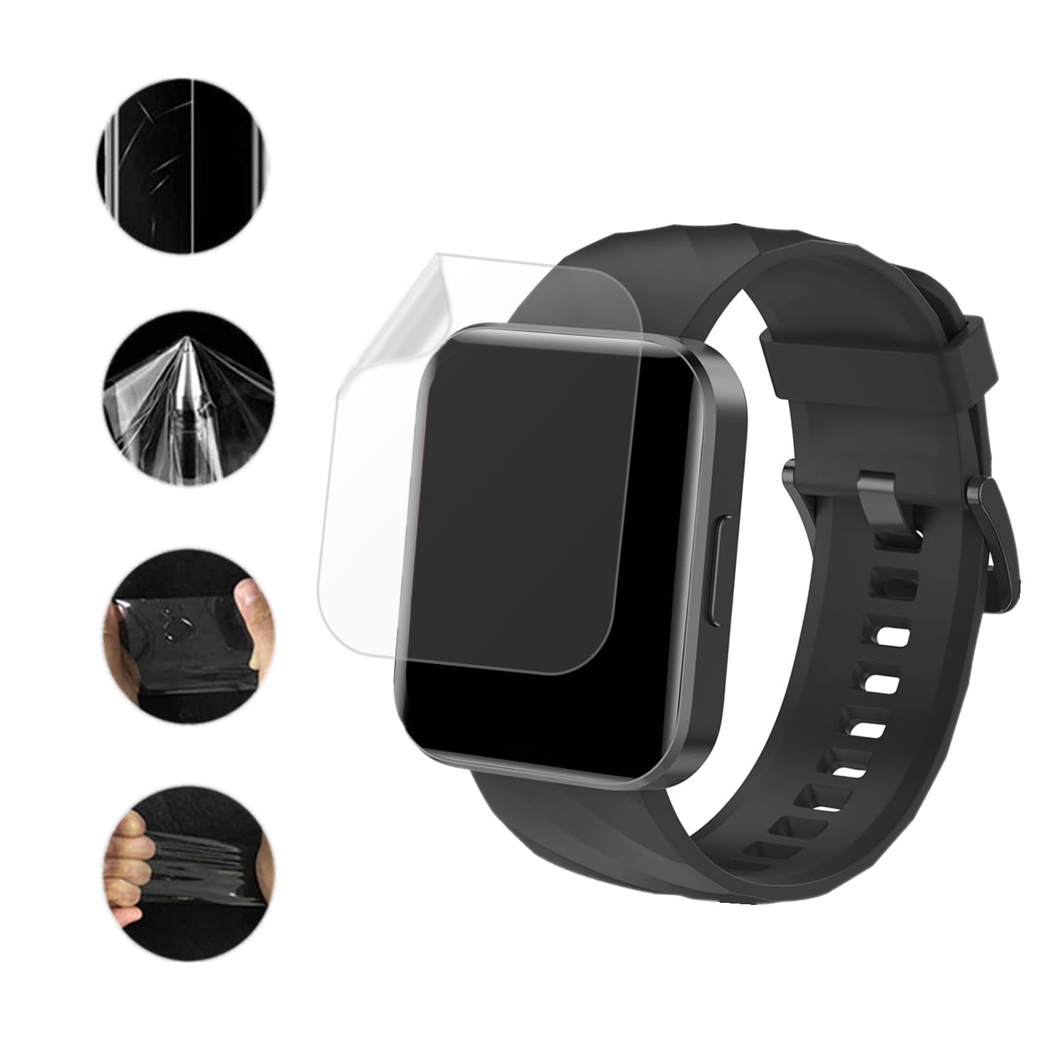 Aemus Screen Protector Compatible For Dakofied D1 Smart Watch 1.85'' (6 Pack) Clear Tpu Soft Film, Compatible For Ruimen H1 Smar