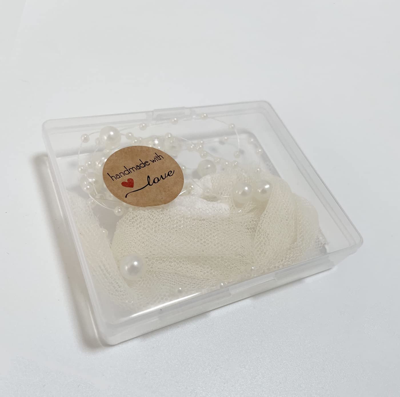 Honra Newborn Photography Props Pearl Headband Baby Photoshoots Posing Photo Tieback Hair Accessories(Cream)