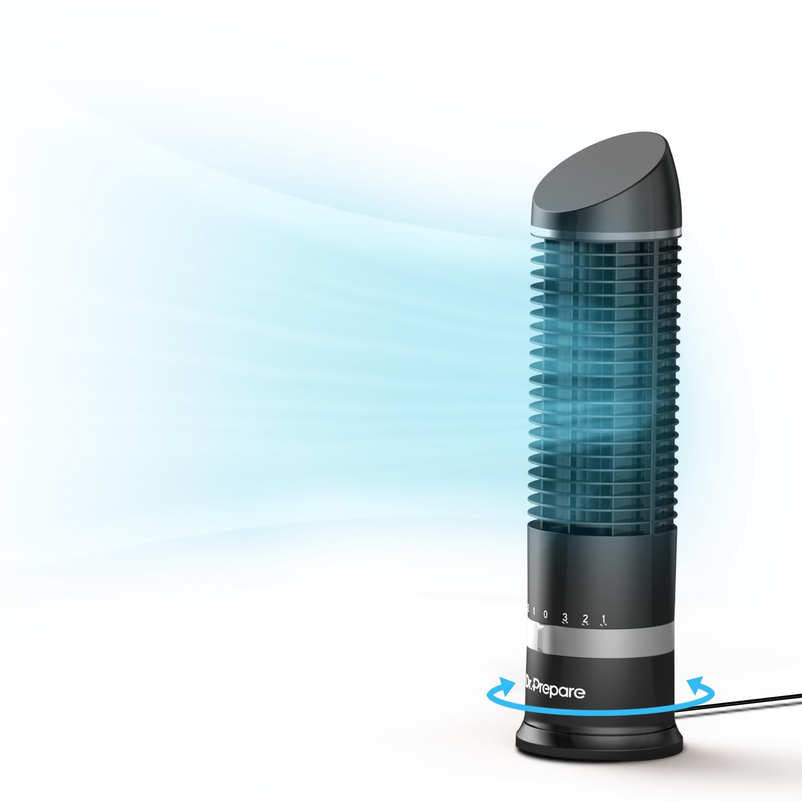 DR.PREPARE 16 Small Tower Fan, 3 Speeds with 60 Oscillating Fan, Bladeless Tabletop Fans for Indoors, Portable Personal Table Fa