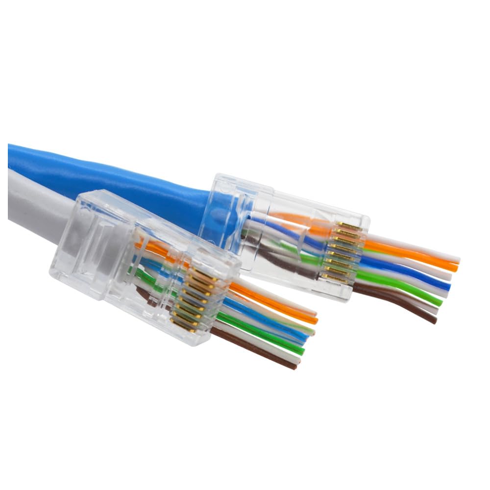 Smiton Rj45 Cat6 Pass Through Connectors End Pass Through 8P8C Utp Ethernet Network Plug(100Pack)