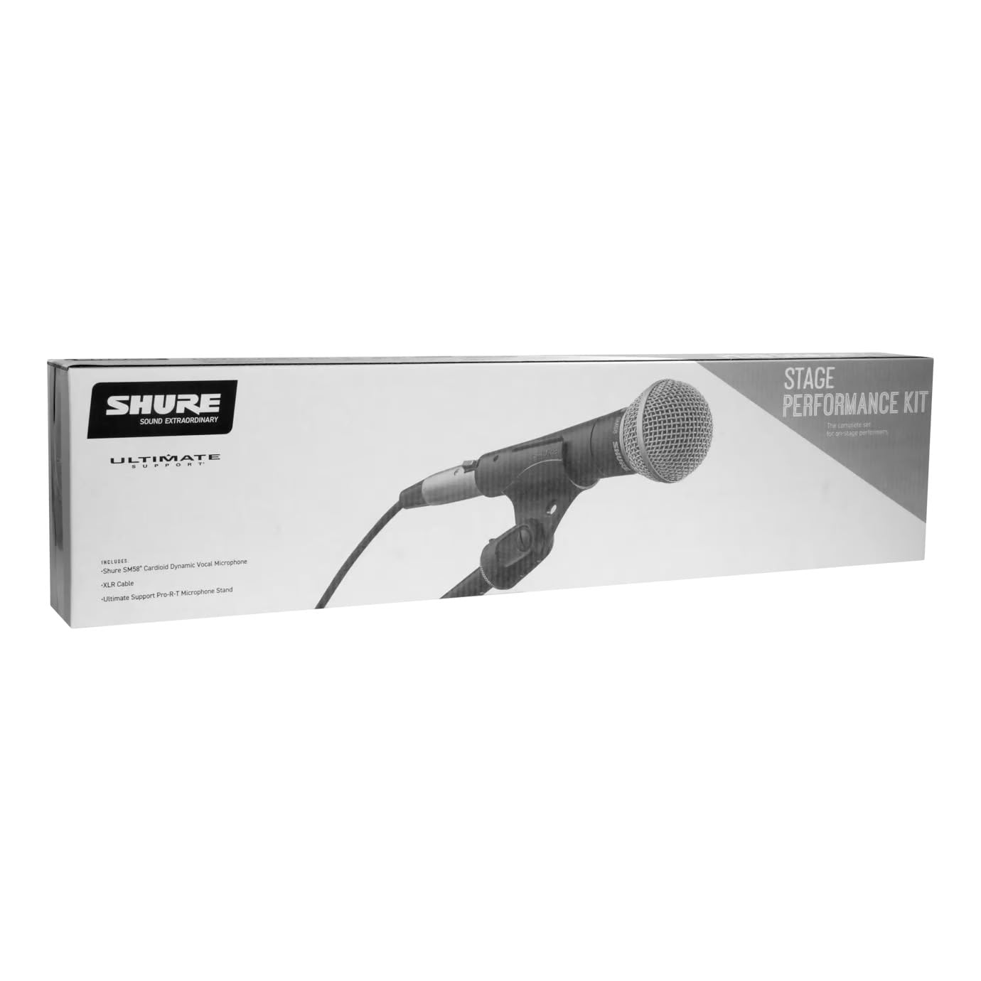 Shure Sm58 Pro Xlr Dynamic Microphone Stage Performance Kit With 15 Foot Xlr Xlr Cable, Stand, A25D Clip And Bag   Professional