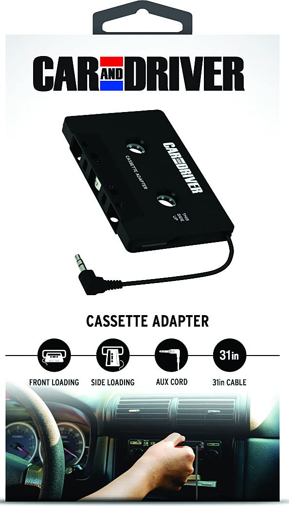 Car And Driver Cassette Adapter For Car, Wired 3.5Mm Universal Aux Plug For Smartphones, Mp3 Players, 31� Cable, Cassette Aux Adapter For Car Cassette Deck, Cassette Tape Aux Cord For Car, Black