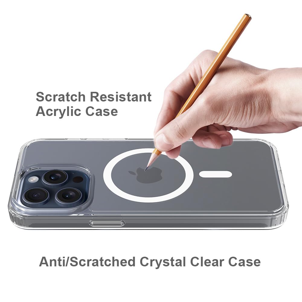 Pinlisheng Magnetic For Iphone 15 Pro Max Case,Compatible With Magsafe,Shockproof Anti Scratch Clear Thin Slim Phone Case.Clear