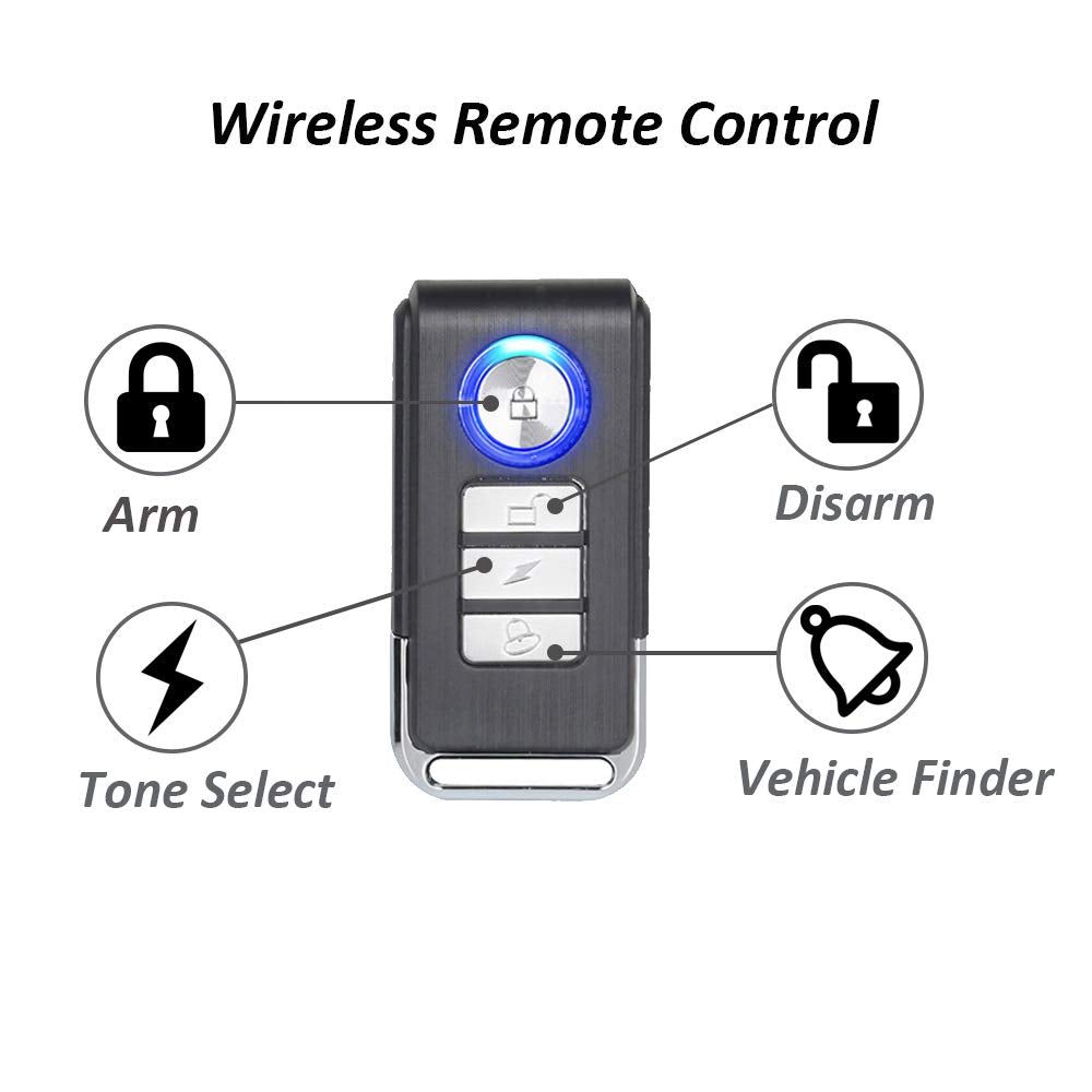 Mengshen Wireless Bicycle Motorcycle Alarm, Waterproof Anti-Theft Security Sensor Alarm With 113Db Super Loud Sound, 7 Level Sen