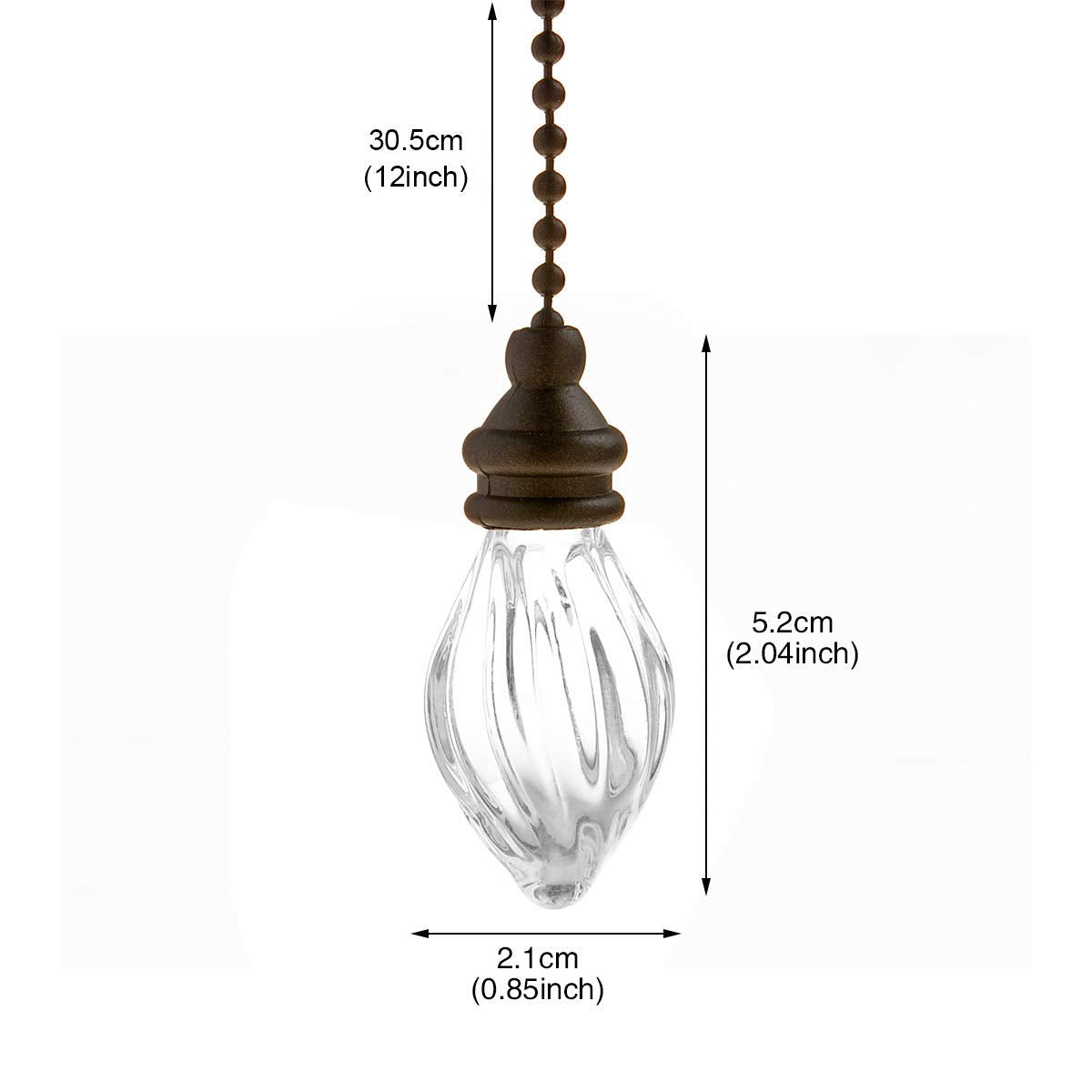 Penck Decorative Fan Pull Chain Ornament Set Lamp Pull Extension For Light Fan With 12 Inch Bronze Chains And Crystal Glass Pend