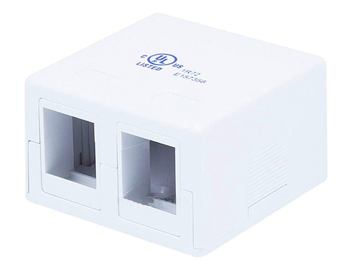 Monoprice Keystone Jack Surface Mount Box   Ul Listed, 2 Port, Jacks Not Included, Taa, No Logo, White