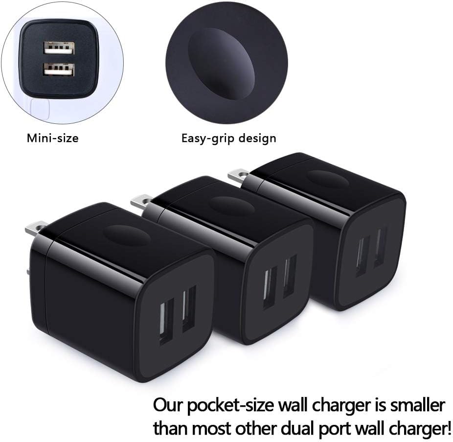 Wall Charger,Charger Cube,Charging Block Fast Charge 3Pack Dual Port 2.1A Power Brick Phone Charger Plug Box Head For Iphone 14