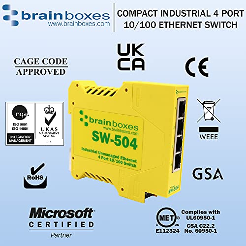 Brainboxes Switch   4 Ports   Din Rail Mountable (Sw 504)
