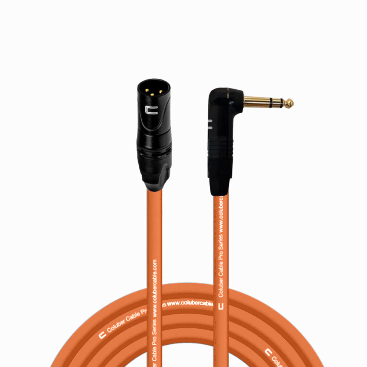 Balanced Xlr Cable Male To Right Angle 1/4'' Trs   25 Feet Orange   Pro 3 Pin Microphone Connector For Powered Speakers, Audio I