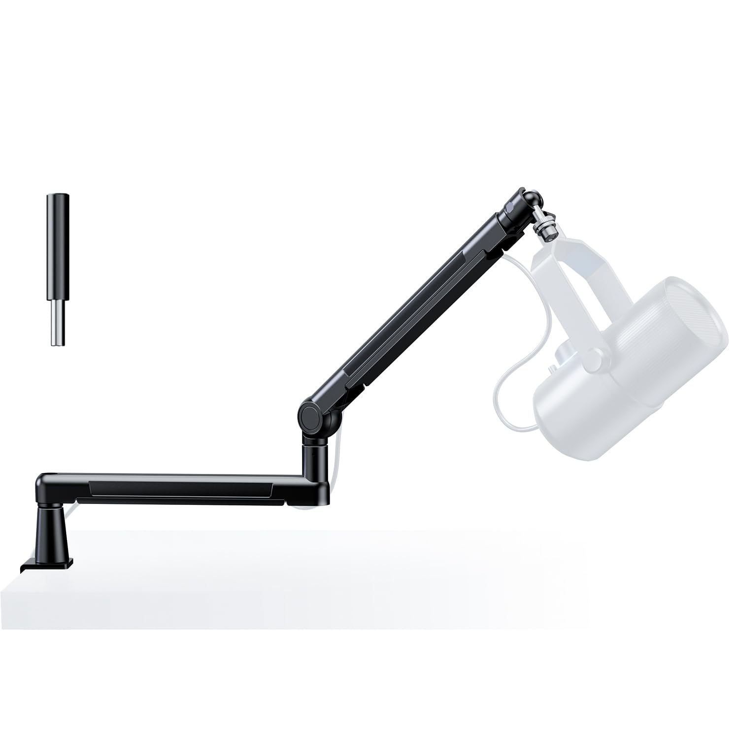 TODI Mic Stand Desk, Low/High Profile Mic Arm Bear 4.5LBS with Extension Riser, Adjustable All Metal Desk Microphone Stand with 