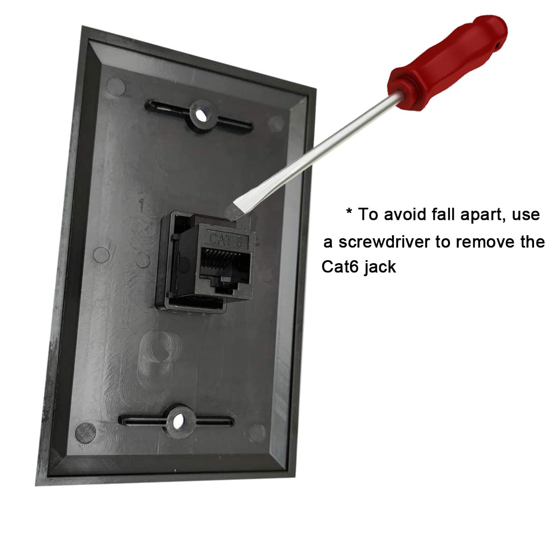 Boplat 1 Port Cat6 Ethernet Wall Plate Black   Single Gang Cat 6 Rj45 Network Cable Cover Plate Female To Female For Cat7/Cat6/C