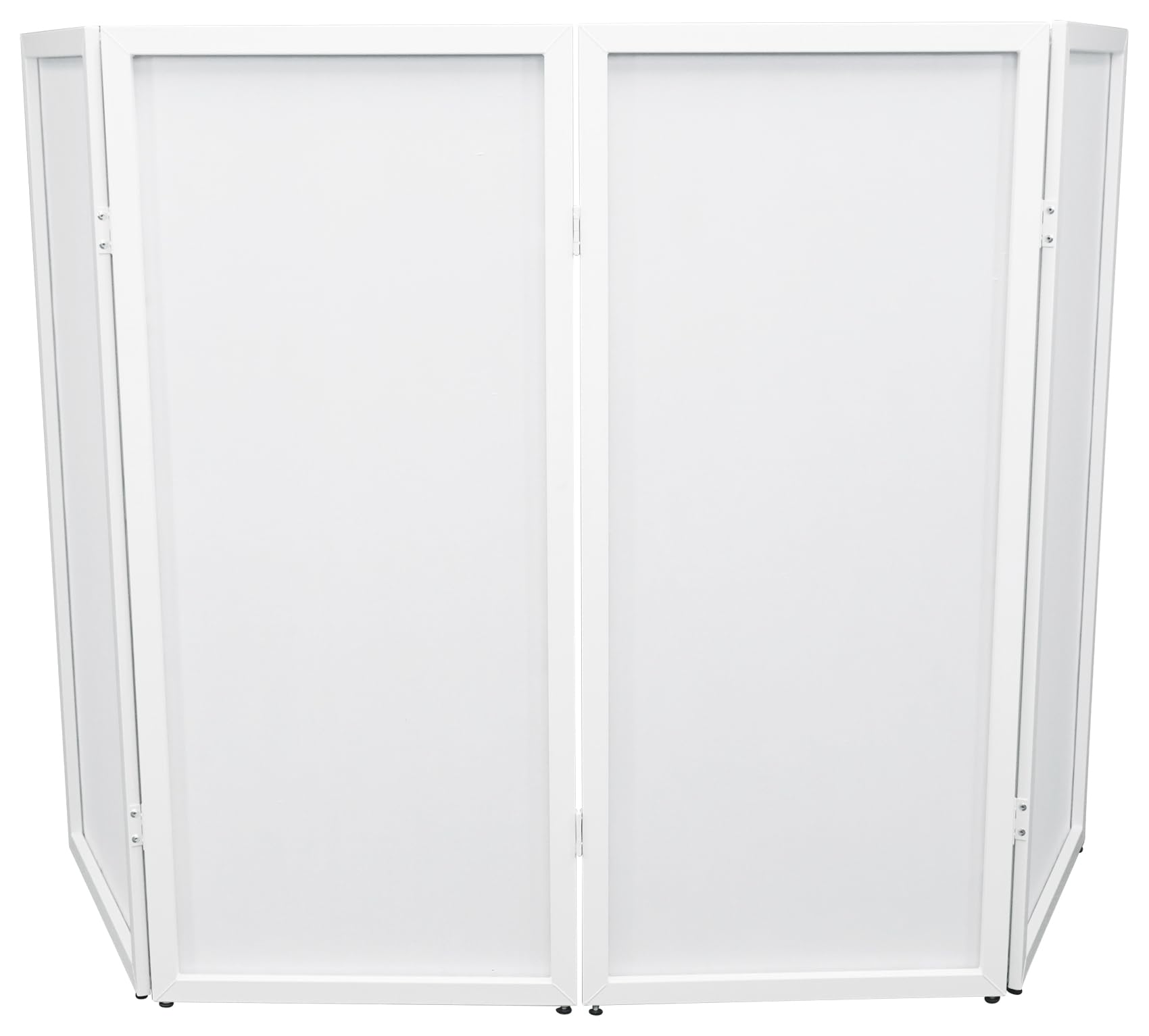 Rockville RFSSW White DJ Event Facade, 4 Panels, Built-In Scrim, Foldable, Travel Bag, Non-Slip Feet, Steel Frame, Perfect for D