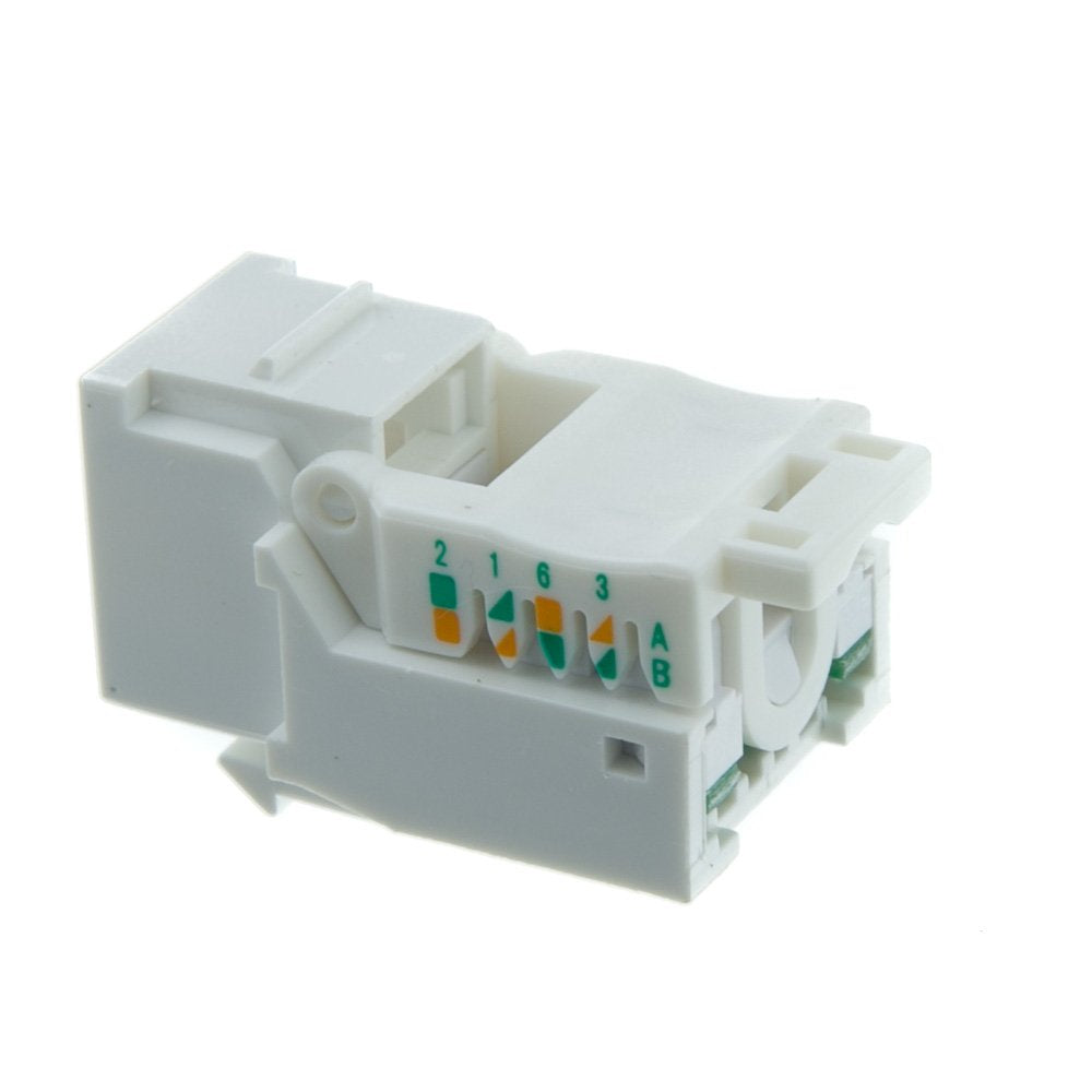 Cablewholesale Cat5E Keystone Jack, Toolless Rj45 Female (Utp) To 110 Punch Down Connector, White