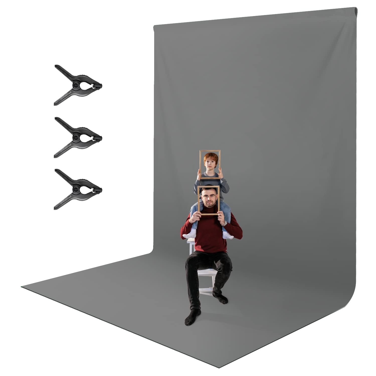 Limostudio 9 X 15 Feet / 108 X 180 Inch Gray Photography Backdrop Screen Background, Premium A+ Grade High 150Gsm Density Thicke