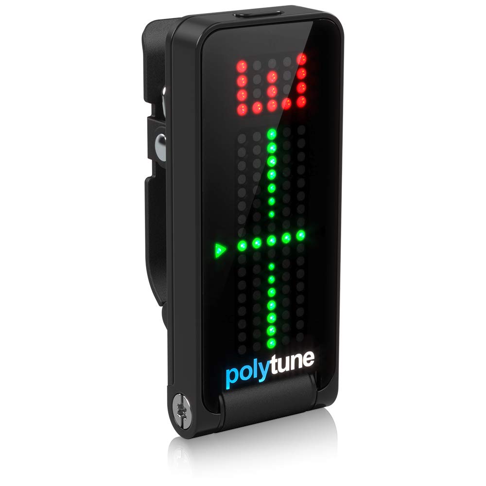 Tc Electronic Polytune Clip Clip On Tuner With Polyphonic, Strobe And Chromatic Modes And 108 Led Matrix Display For Ultimate Tuning Performance