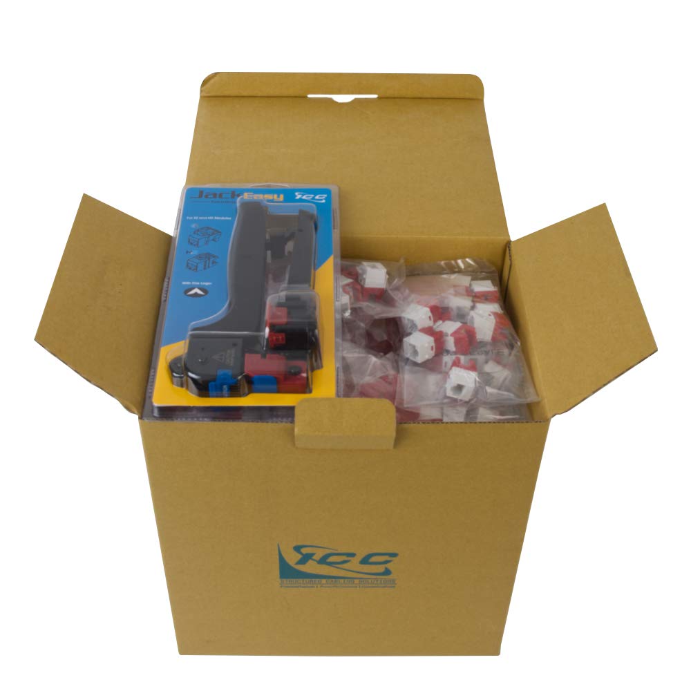 ICC CAT6 Keystone Jack with Slim Profile 180 Degree Punch Down, RJ45 UL Listed PoE++ TAA Compliant for Wall Plate or Patch Panel, Includes JackEasy Termination Tool, White 400 Pack