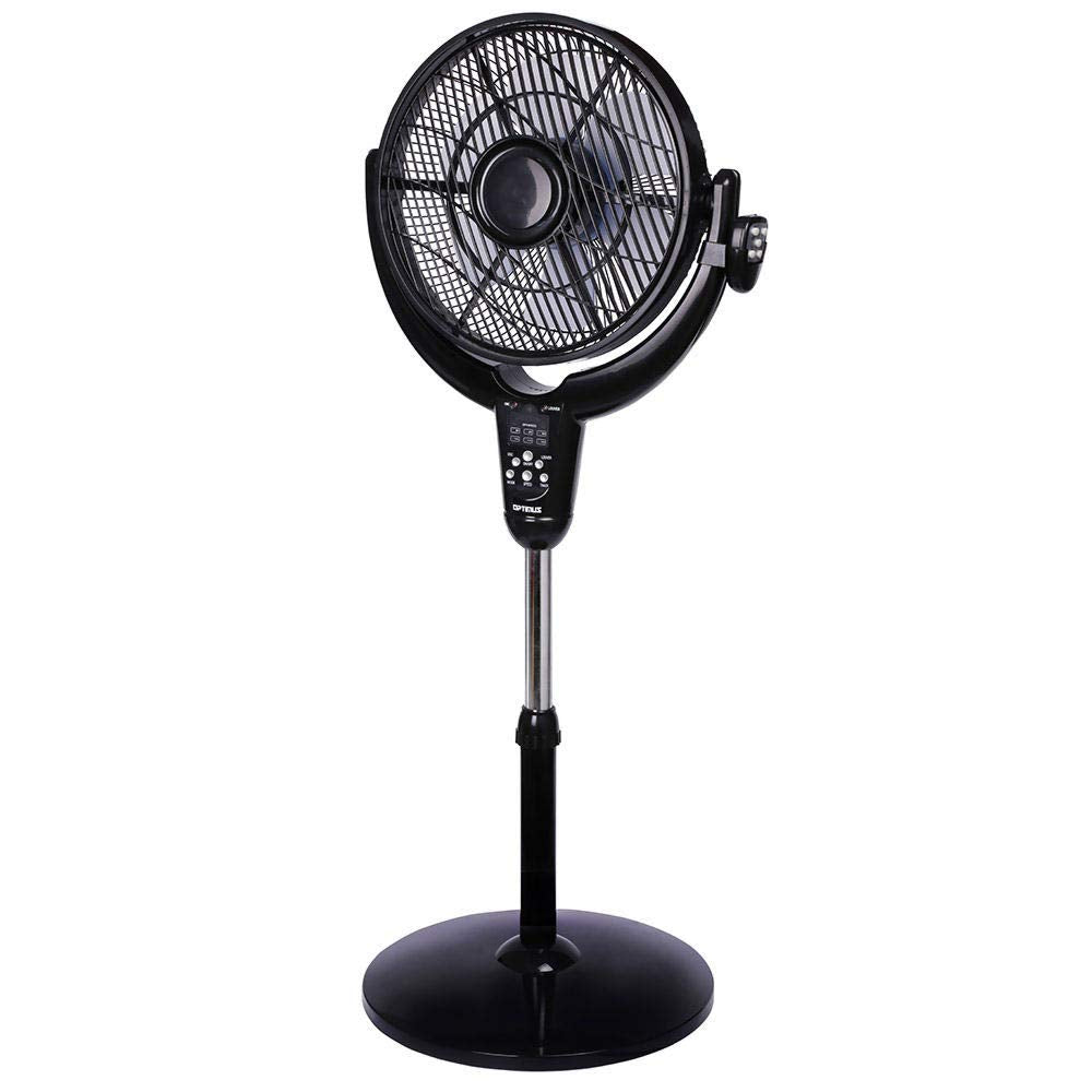 Optimus F7508 14 inch Louver Rotating Oscillating Pedestal Air Circulator, Remote, LED & Timer 14 inch Louver Rotating Pedestal Air Cir
