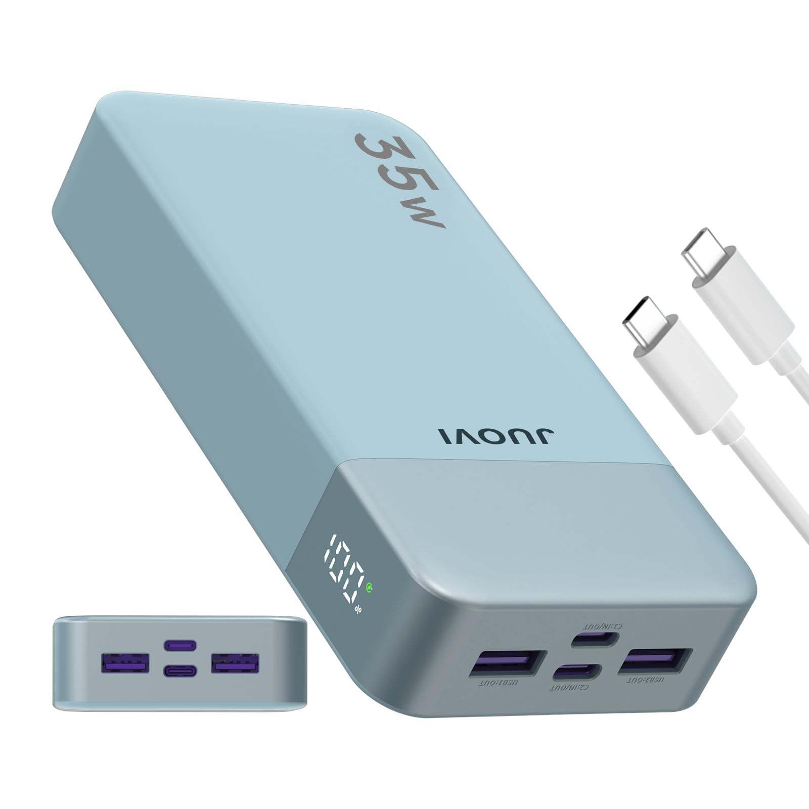 JUOVI J2651 Portable Charger, 35W 20000mAh USB C in & Out Power Bank, Battery Pack with QC4.0+PD3.0 35W High-Speed Charging for 