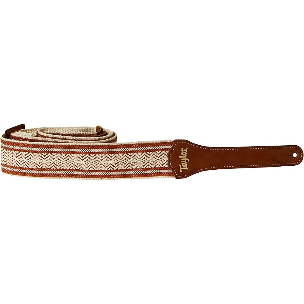 Taylor Jacquard Cotton 2 Inches Guitar Strap - White Brown