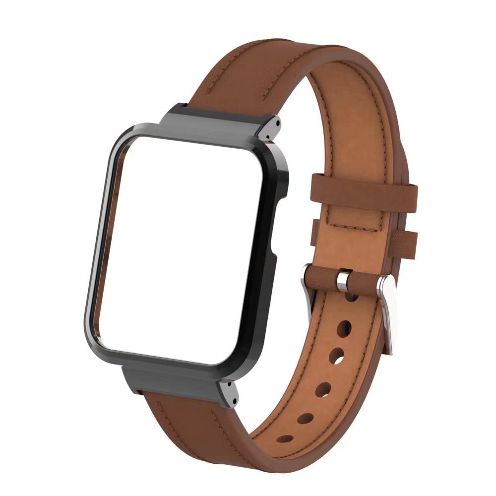 T Bluer Compatible With Xiaomi Mi Watch Lite/Redmi Watch Band,Replacement Leather Band Wirstband Accessories With Metal Frame Fo