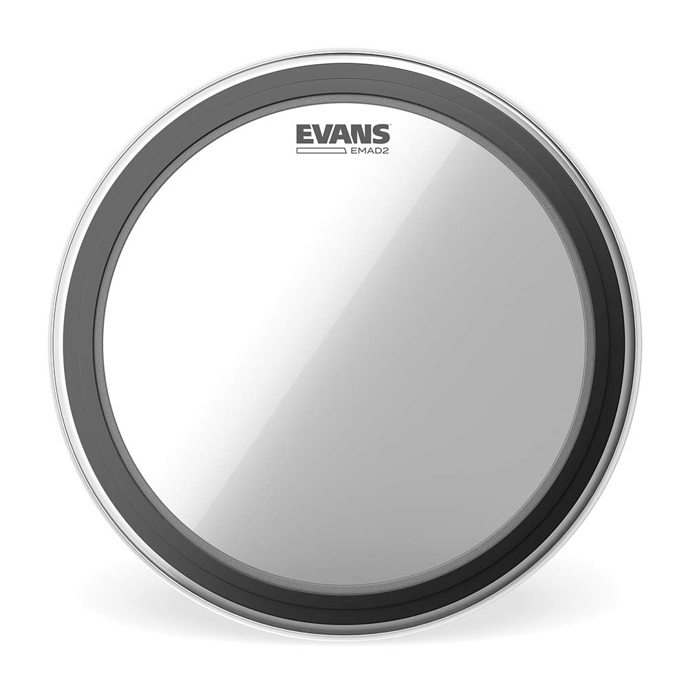 Evans Emad2 Clear Bass Drum Head, 20      Externally Mounted Adjustable Damping System Allows Player To Adjust Attack And Focus