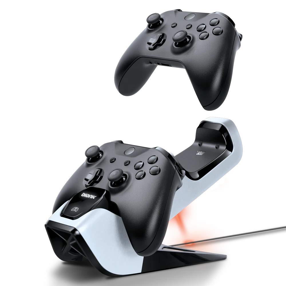 Bionik Power Stand Xbox Controller Charger Station: Store And Fast Charge 2 Wireless Xbox One/S/Elite Controllers, Power Adapter