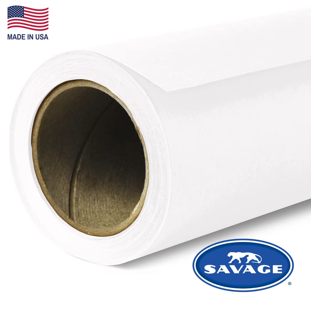 Savage Seamless Paper Photography Backdrop   Color #1 Super White, Size 86 Inches Wide X 36 Feet Long, Backdrop For Youtube Videos, Streaming, Interviews And Portraits   Made In Usa