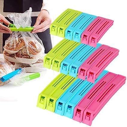 QUALIZA Different Size Plastic Food Snack Bag Pouch Clip Sealer Large, Medium, Small Plastic Snack Seal Sealing Bag Clips Vacuum