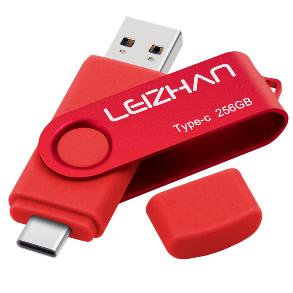 Leizhan 256Gb Usb C Flash Drive, Type C Usb Drive 3.0 For Samsung Galaxy Note10, S10,Note 9, S9, Note 8,S8,Google Pixel, Red