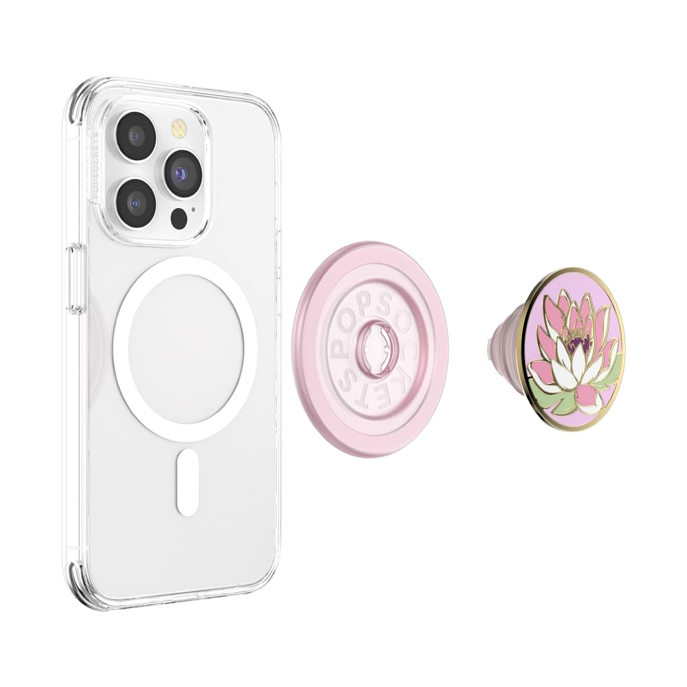 Popsockets Phone Grip Compatible With Magsafe, Phone Holder, Wireless Charging Compatible, Enamel   Water Lily