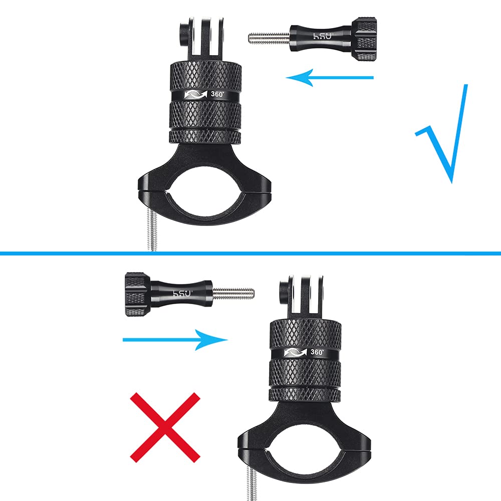 Hsu Aluminum Bike Bicycle Handlebar Mount For Gopro Hero 13/12/11/10/9/8/7/6/5/4 Session Akaso Campark And Other Action Cameras, 360 Degrees Rotary Mountain Bike Rack Mount (Black)