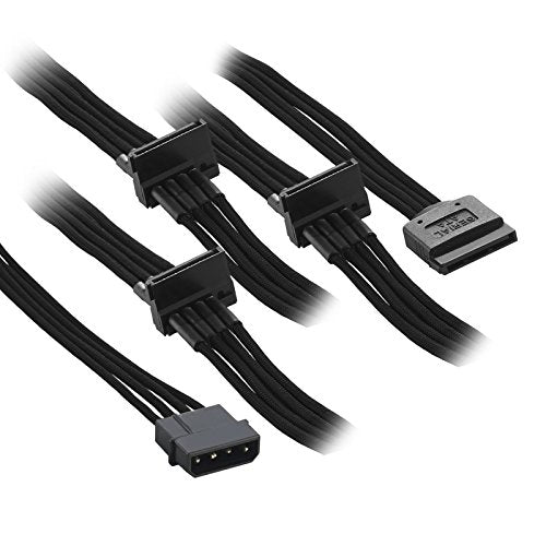 Cablemod Modflex Sleeved Molex To 4 X Sata Power (Black, 80Cm / 20Cm)