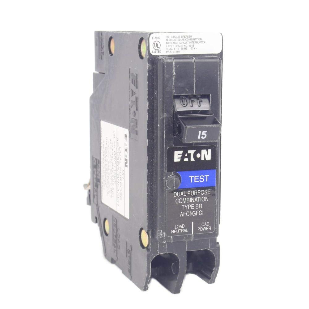 Br 15 Amp 1 Pole Dual Function (Arc Fault/Ground Fault) Plug On Neutral Circuit Breaker