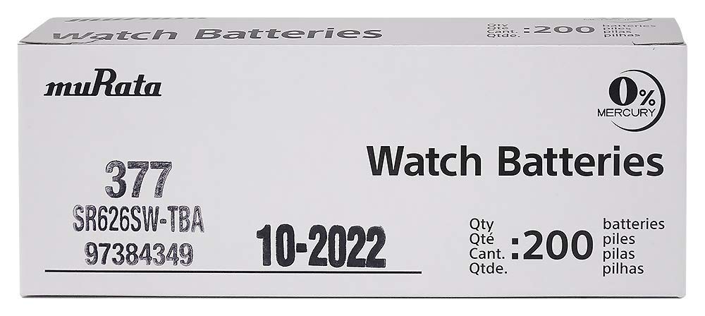 Murata 377 Battery Sr626Sw 1.55V Silver Oxide Watch Button Cell (100 Batteries)