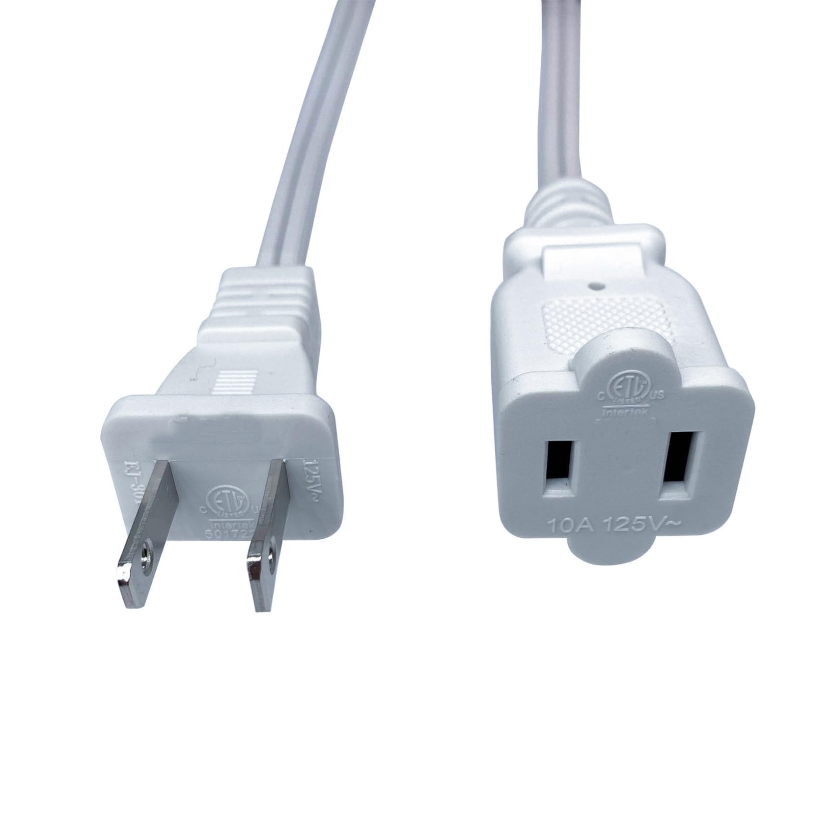 5 Ft Extension Cord, Ac 2 Prong 18 Awg Power Cord Cable 10 A 125 V, White Polarized Male To Female Extension Cord For Nema 1 15P