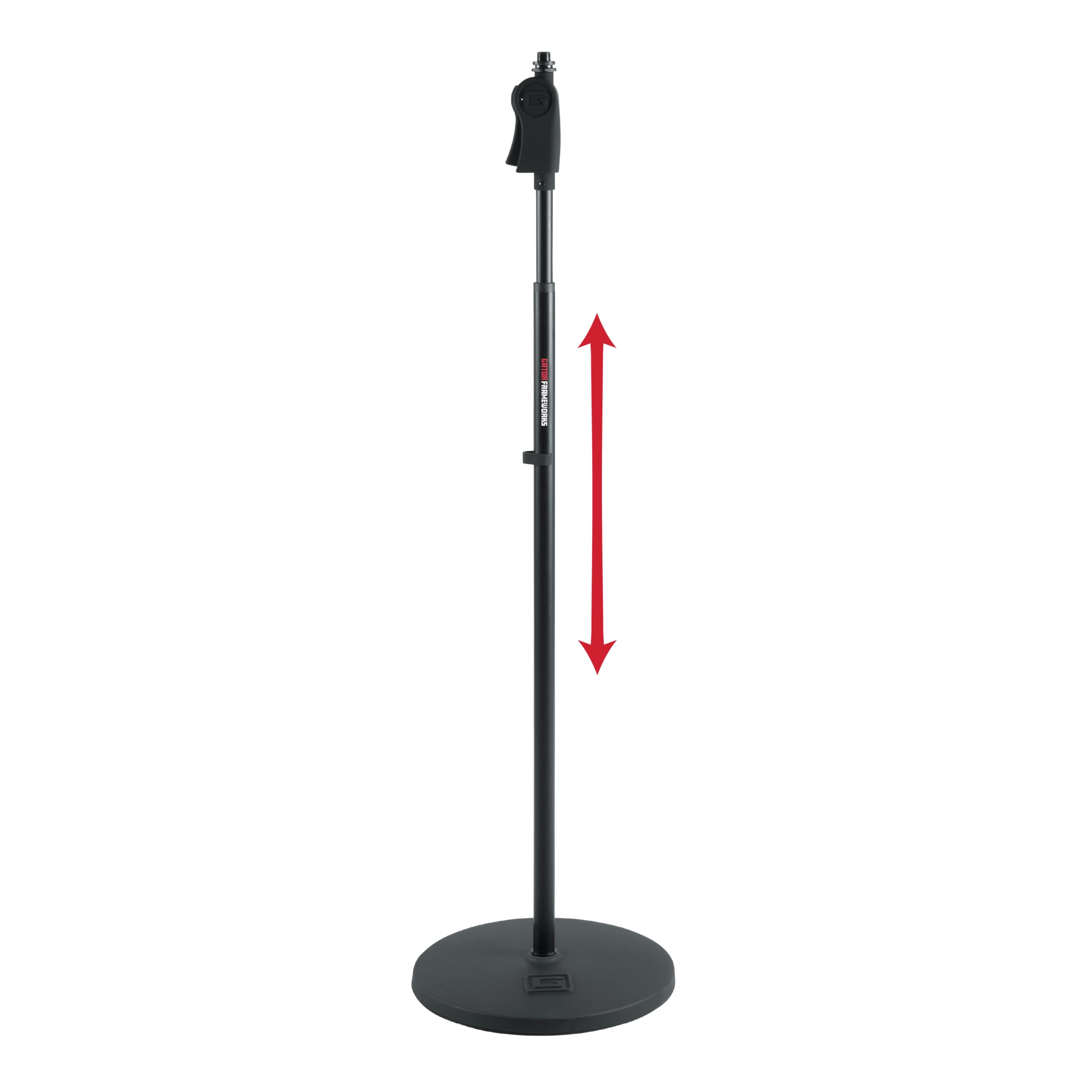 Gator Frameworks Microphone Stand with 12 Weighted Base and Deluxe Soft Grip Squeeze Height Adjustment, (GFW-MIC-1201)