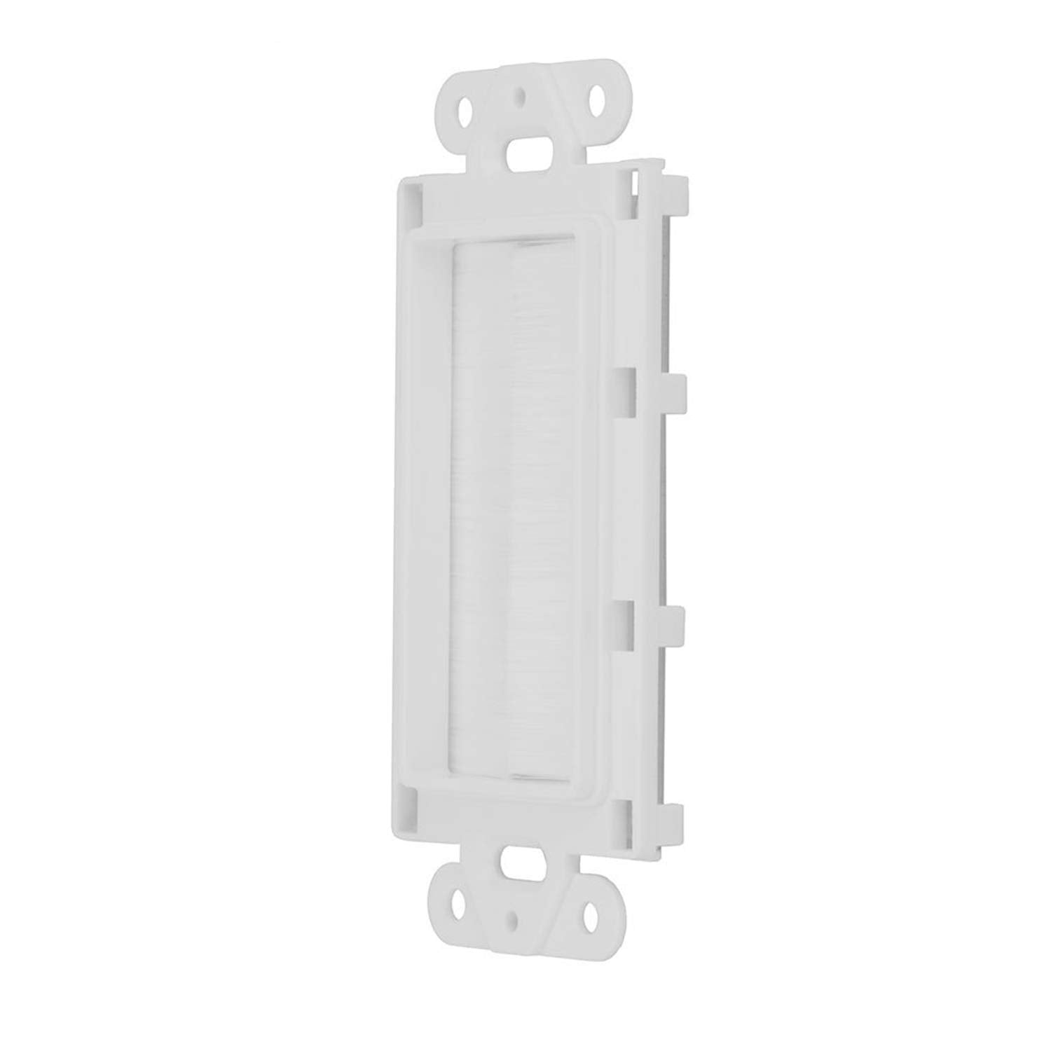 Rlecs 2 Pack White Brush Wall Plate Single Port Multipurpose Outlet Cover Wall Mount Panel For Multimedia Hdmi Hdtv Speaker Wire